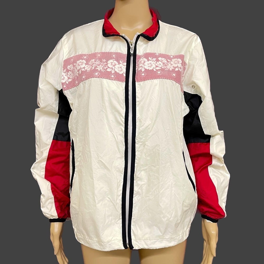 Retro Big Chill Colorblock Floral Windbreaker Size XL